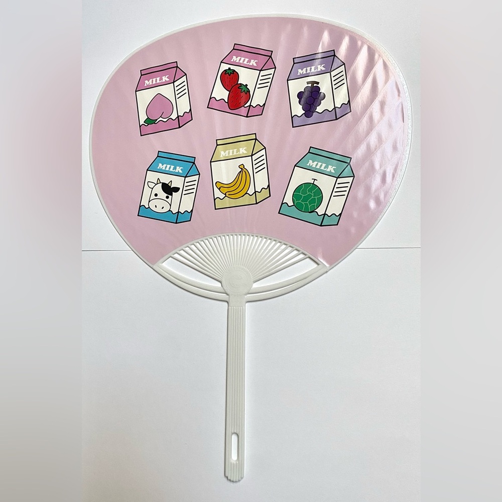 W<3C J Fashion Pink Japanese Brand Milk Carton Plastic Fan